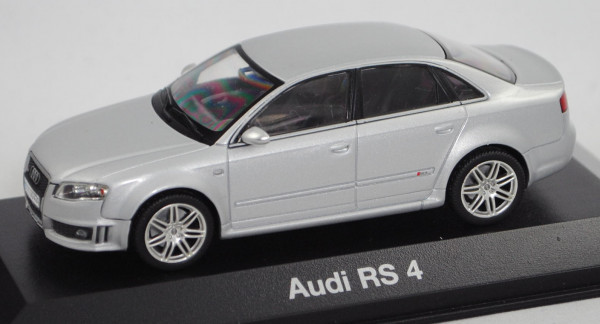 Audi RS4 Limousine (B7, Typ 8E, Mod. 05-09), lichtsilber metallic, Minichamps, 1:43, Werbebox (m-)