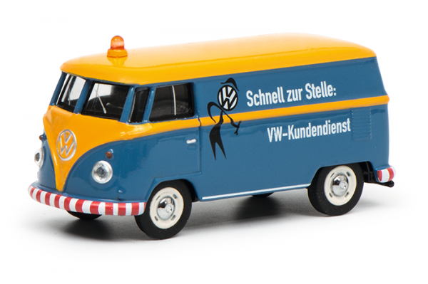 VW Transporter Kastenwagen (Typ 2 T1, Mod. 62-63), gelb/blau, Schnell zur Stelle: / VW-Kundendienst