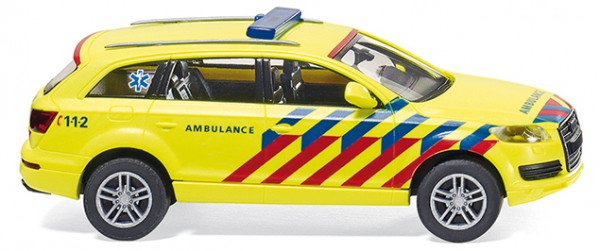 Notarzt Niederlande - Audi Q7 (Typ 4L), Modell 2006-2009, leuchtgelb, AMBULANCE C 1-1-2, Wiking, 1:8