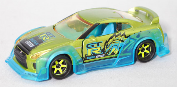 Nissan GT-R (Mod. 16-19) GREEN BEAST / URBAN, h.-gelbgrünmet., majorette, 1:62, SUPER RARE, mb