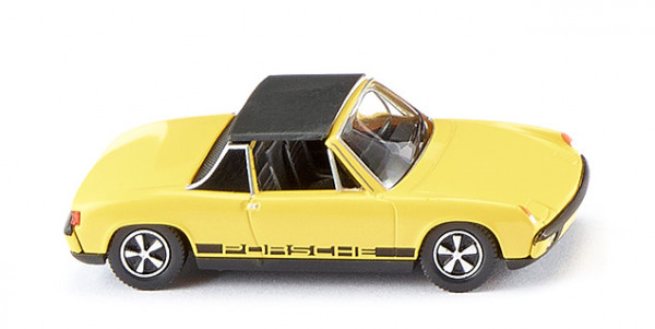 VW-Porsche 914 (Modell 1969-1976, Baujahr 1969), gelb, Chassis schwarzgrau, Wiking, 1:87, mb