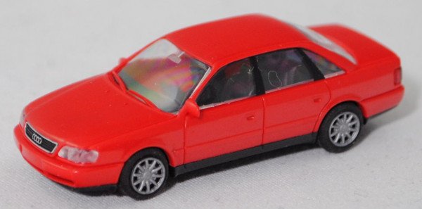 Audi A6 2.8 quattro (C4, Typ 4A, Modell 1994-1997), verkehrsrot (tornadorot), Rietze, 1:87, Werbebox