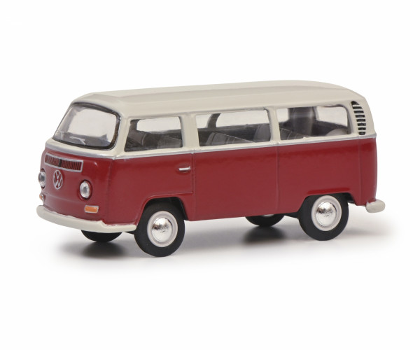 VW Transporter T2a Kleinbus (Typ 2 T2a, Mod. 1967-1971), cremeweiß/d.-tomatenrot, Schuco, 1:64, mb