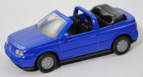 00000 VW Golf IV Cabriolet 2.0 Colour Concept (Modell 1998-2002), blau, VW-Logos 2,5 mm hoch, SIKU