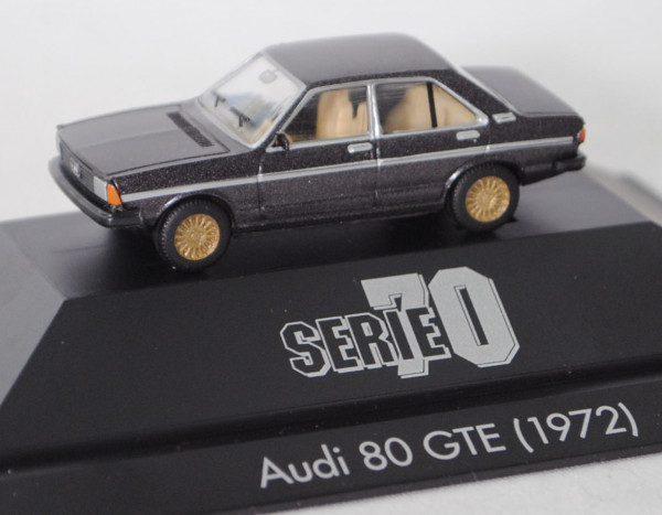 Audi 80 GTE (B1 facelift, Typ 82, Mod. 1976-1978), hell-graubraunmetallic, Herpa, 1:87, PC-Box (m-)