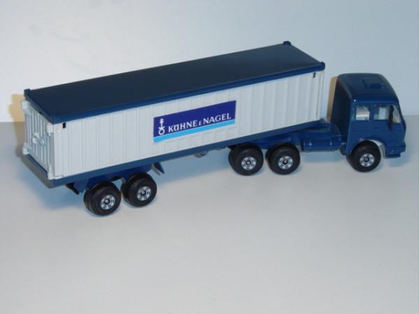 Mercedes Sattelschlepper mit Container-Anhänger, grünblau/lichtgrau, mit Absetzvorrichtung, Containe
