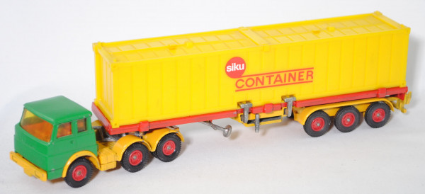 00002 Hanomag Henschel F201S-2A Container-Transporter, grün/gelb/rot, Container gelb