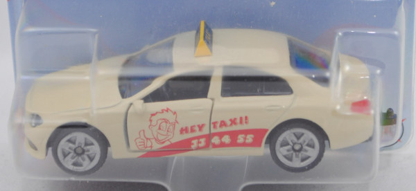 00001 Mercedes-Benz E 350 d (W 213, Mod. 16-17) Taxi, hellelfenbein, HEY TAXI!, mit Nummernschild
