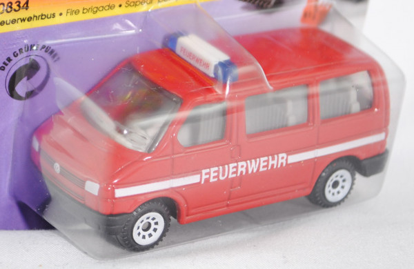 VW T4 Caravelle (Modell 1990-1995) Feuerwehrbus, signalrot, innen lichtgrau, Lenkrad integriert, FEU
