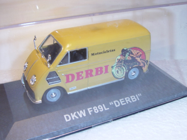 DKW-Schnellaster Kastenwagen (Typ F 89 L Dreigang, Mod. 49-52), gelb, Motorcicletas/DERBI, IXO, 1:43