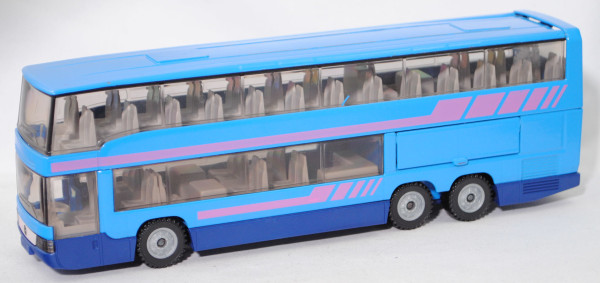 00002 Mercedes-Benz O 404 DD Doppeldecker Reisebus, blau, Streifen erikaviolett, SIKU, 1:55, m-