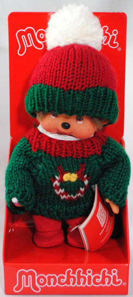 Monchhichi Christmas Knit Sweater (X-mas Sweater), 20 cm groß, Sekiguchi