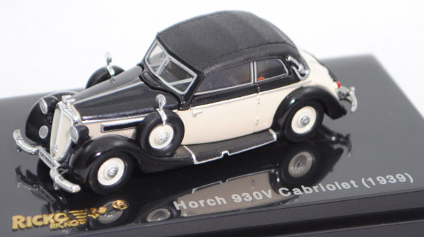 Horch 930 V Cabriolet (Typ zweitüriges Cabriolet, Mod. 38-40), schwarz/perlweiß, Ricko, 1:87, PC-Box