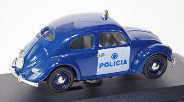 VW Käfer Standardlimousine (Typ 11) (Brezelkäfer) Policia Portugal, Modell 1949, saphirblau/reinweiß