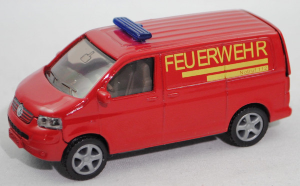00420 FEUERWEHR VW T5.1 Transporter (Modell 2003-2009), karminrot, FEUERWEHR, SIKU, 1:58