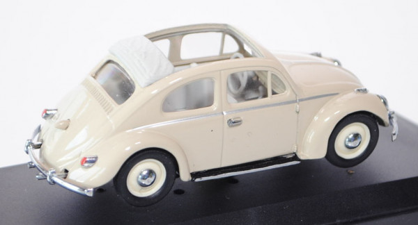VW Käfer 1200 Standardlimousine mit geöffnetem Faltdach (Typ 11) (Rechteckkäfer), Modell 1958, hellb