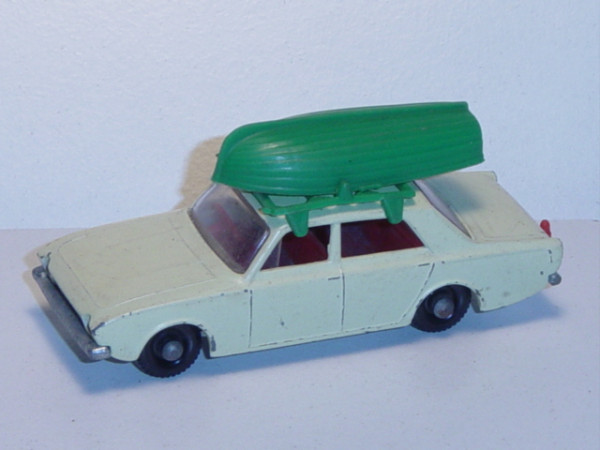 Ford Corsair with boat, hellgrünbeige, abnehmbares Boot minzgrün, mit Anhängerkupplung, Matchbox Ser
