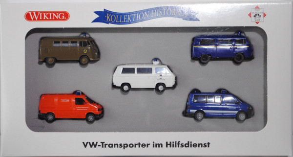 VW-Transporter im Hilfsdienst, Set mit T1 (50-67) ZB-Ziviler Bevölkerungsschutz; T2 (67-79), THW-Tec
