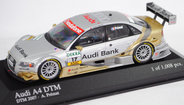 Audi A4 DTM 2006 (B7, Typ 8EC/R12 plus), silber/gold, DTM 2007, A. Prémat, Nr. 17, Minichamps, 1:43