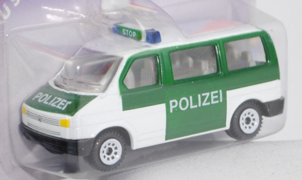 VW T4 Caravelle (Modell 1990-1995) Polizei-Mannschaftswagen, reinweiß/hell-moosgrün, innen lichtgrau