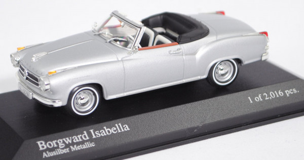 Borgward Isabella Coupé Cabriolet (Modell 1958-1960), alusilber metallic, Minichamps, 1:43, PC-Box