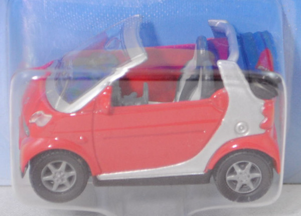 00004 smart fortwo cabrio passion (A 450, Facelift 2003, Modell 03-07), rot/silber, SIKU, 1:50, P28b