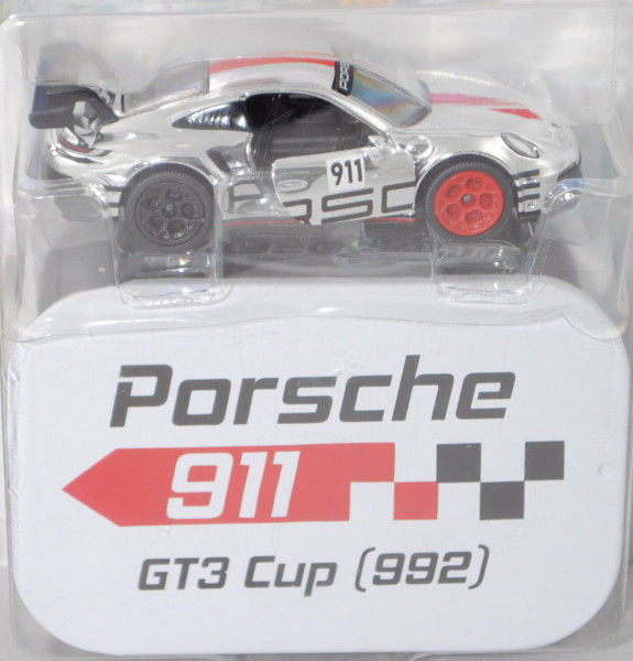 Porsche 911 GT3 Cup (Typ 992, Modell 2019-) (Nr. 209R), chrom, Nr. 911, majorette, 1:62, Blister