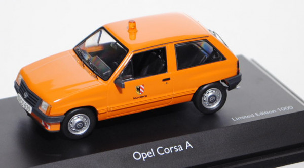 Opel Corsa A, Modell 1982-1990, gelborange, Stadt Nürnberg, Schuco, 1:43, PC-Box (Limited Edition 10