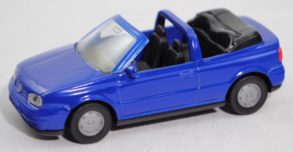 00001 VW Golf IV Cabriolet 2.0 Colour Concept (Mod. 1998-2002), blau, VW-Logos 2,0 mm hoch, SIKU