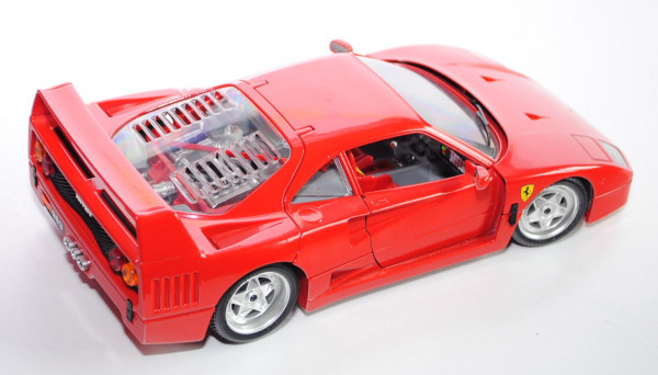 Ferrari F40 (1987), rot, Türen + Motorhaube + Kofferraum zu öffnen, mit Lenkung, Bburago, 1:18
