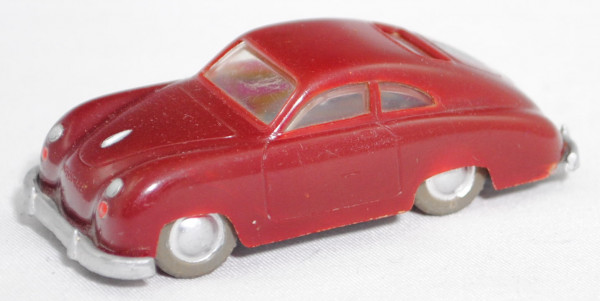 00001 Porsche 356 1100 Coupé (Mod. 1950-1954), purpurrot, Stoßstangenecken hinten weg, Siku, 1:60