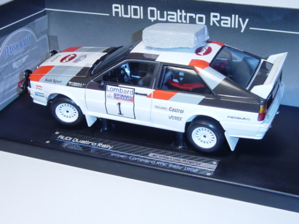 Audi Quattro, weiß, Lombard Rallye RAC 1982, Nr. 1, Mikkola / Hertz, Sun Star, 1:18, limited edition