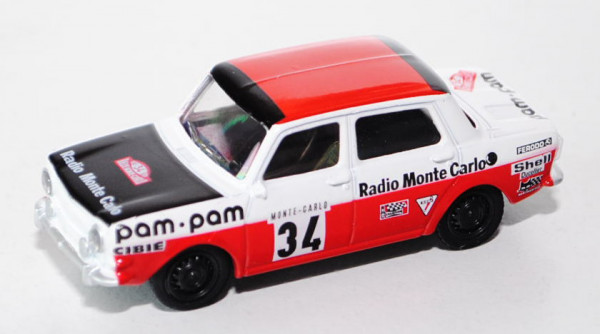 Simca 1000 Rallye 2 (Mod. 72-76), weiß/rot, Rallye Monte Carlo 1973, Nr. 34, 1:54, Norev RACING, mb