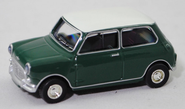 Austin Mini-Cooper 998 (1. Generation, Typ Mk 1, Modell 1964-1967), almond green/weiß, Norev, mb