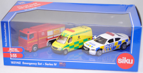 80400 NZ New Zealand Emergency Set-Serie IV: Fire Service Truck+Krankenwagen+New Zealand Police Car