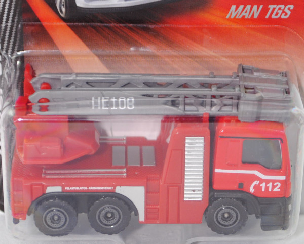MAN TGS 33.400 (Modell 13-17) Feuerwehr Drehleiter Finnland, rot, C 112 / HE106, majorette, 1:87, mb