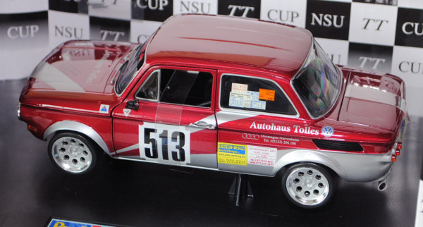NSU 1300 TT Cup Racing (Typ 67), Modell 1967-1972, purpurrotmetallic/silber, Fahrer: Walter Fassbend