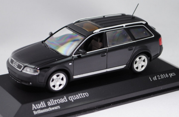 Audi A6 allroad quattro (C5, Typ 4B, Modell 2000-2005), brillantschwarz, Minichamps, 1:43, PC-Box