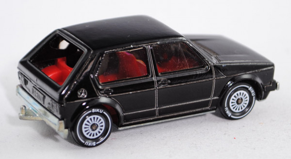 00003 VW Golf I LS (Typ 17, Facelift 1, Modell 1978-1980), schwarz, innen verkehrsrot, Lenkrad schwa