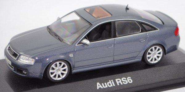 Audi RS6 Limousine (1. Gen. RS 6, C5, Typ 4B, Mod. 02-04), daytonagrau, Minichamps, 1:43, Werbebox