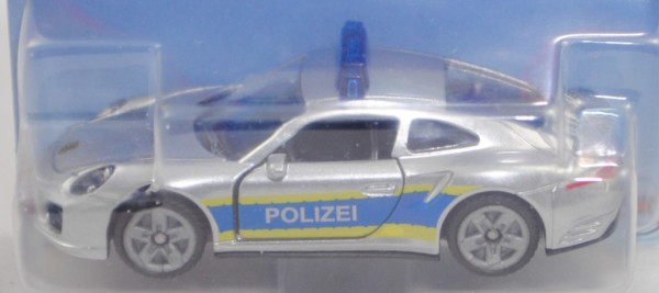 00003 Porsche 911 Turbo S (991.2, Modell 15-18) Autobahnpolizei, weißalu, B47 grau, SIKU, 1:56, P29e