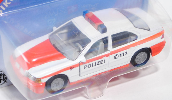03900 BMW 320i (Baureihe E36) Polizei-Streifenwagen, Modell 1992-1996, reinweiß/reinorange, innen li