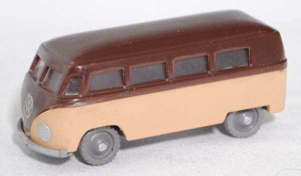 00002b VW-Kombi (Typ 2 T1, Modell 1950-1954), schokoladenbraun/beige, ohne 2 Stifte, RV 13/1 grau