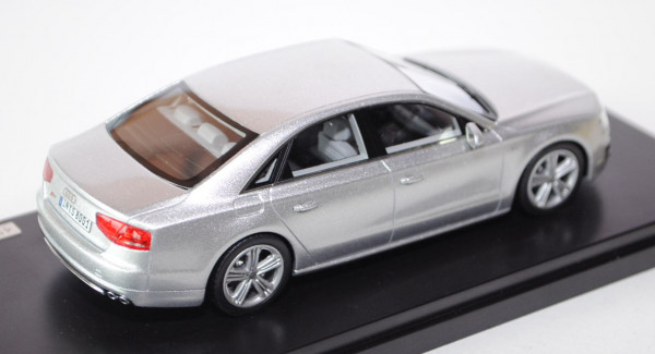 Audi S8, Modell 2012-, prismasilber, Schuco, 1:43, limitierte Auflage, Handarbeitsmodell, Werbeschac