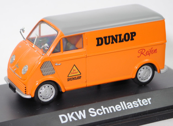 DKW-Schnellaster 3=6 Kastenwagen (Typ 3, Modell 1955-1962), DUNLOP, Schuco, 1:43, PC-Box