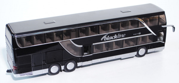 Setra TopClaas S 431 DT Doppelstock-Reisebus, schwarz/silber, blackline design by siku, Werbeschacht