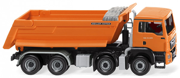 MAN TGS 41.420 Euro 6 (M-Fahrerhaus, Modell 2013-) Muldenkipper,orange/grau, MEILER-KIPPER, Wiking