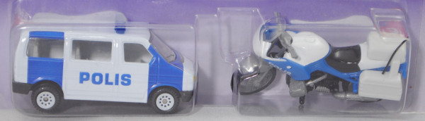03000 S Polizei-Set mit: VW T4 Caravelle + BMW R 1100 RS Motorrad, weiß/blau, POLIS, P26 (Limited)
