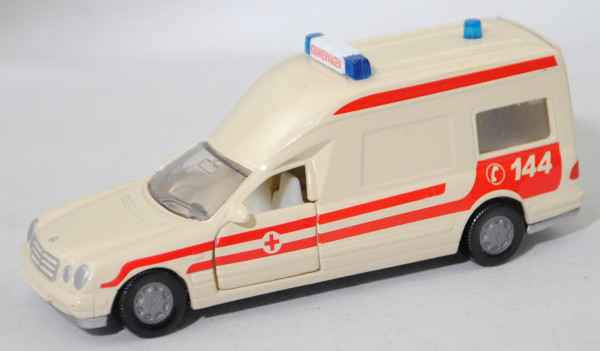 03800 A KTW BINZ Ambulance A 2002 auf Fahrgestell Mercedes-Benz E 280, hellelfenbein, C 144, SIKU
