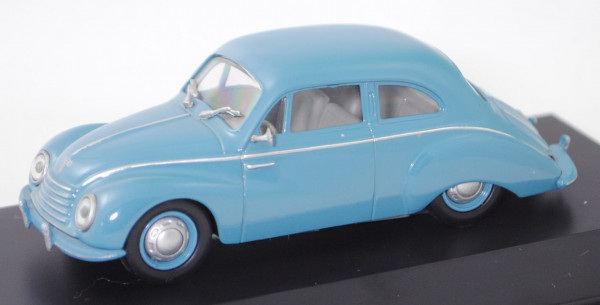 DKW 3=6 Sonderklasse Typ F91 Limousine (Modell 1953-1955), hell-azurblau, Schuco, 1:43, Werbebox